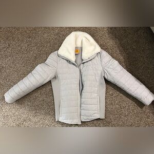 Ruby Rd Coat with faux fur neck, white, size Large